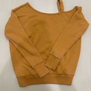 Aeropostale Mustard Brown Off-Shoulder Sweatshirt